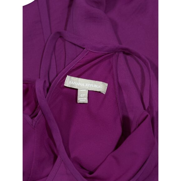 NWOT Banana Republic Womens Dress Size 4P Sleeveless Magenta Halter Tie Back Flo - Picture 9 of 10